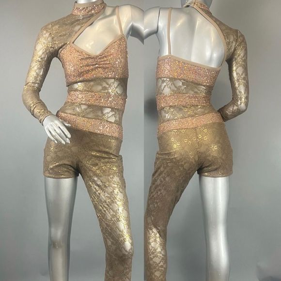 Dolls Kill Pants - ⚠️CLEARANCE $10⚠️ Lace Tan Asymmetrical Jumpsuit